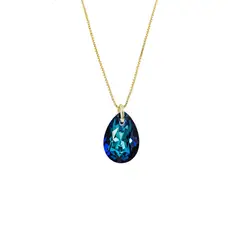 JOYAS MONTERO - Collar Gota de Luz Gold 24k Cristal Genuino Bermuda Blue