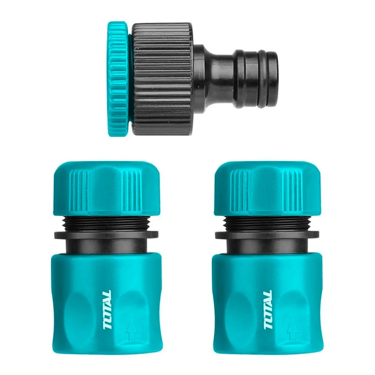 TOTAL TOOLS - Kit Juego Boquillas Giratorias Para Manguera 3 Piezas Total