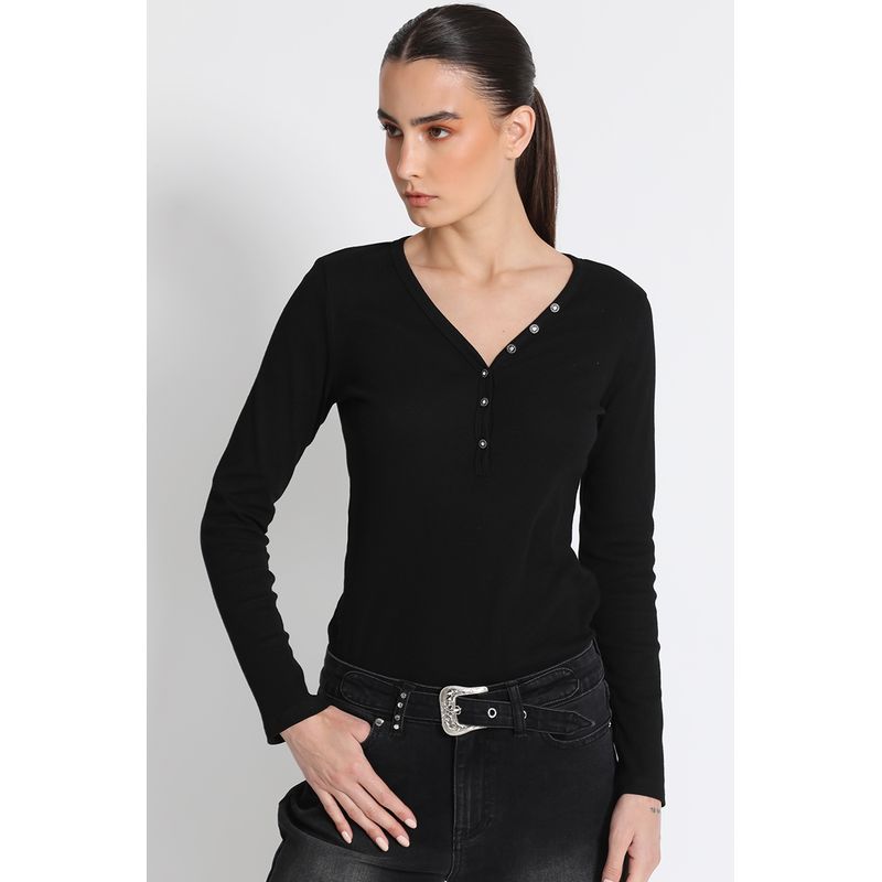 LIOLA - Polera Algodon Negro Liola