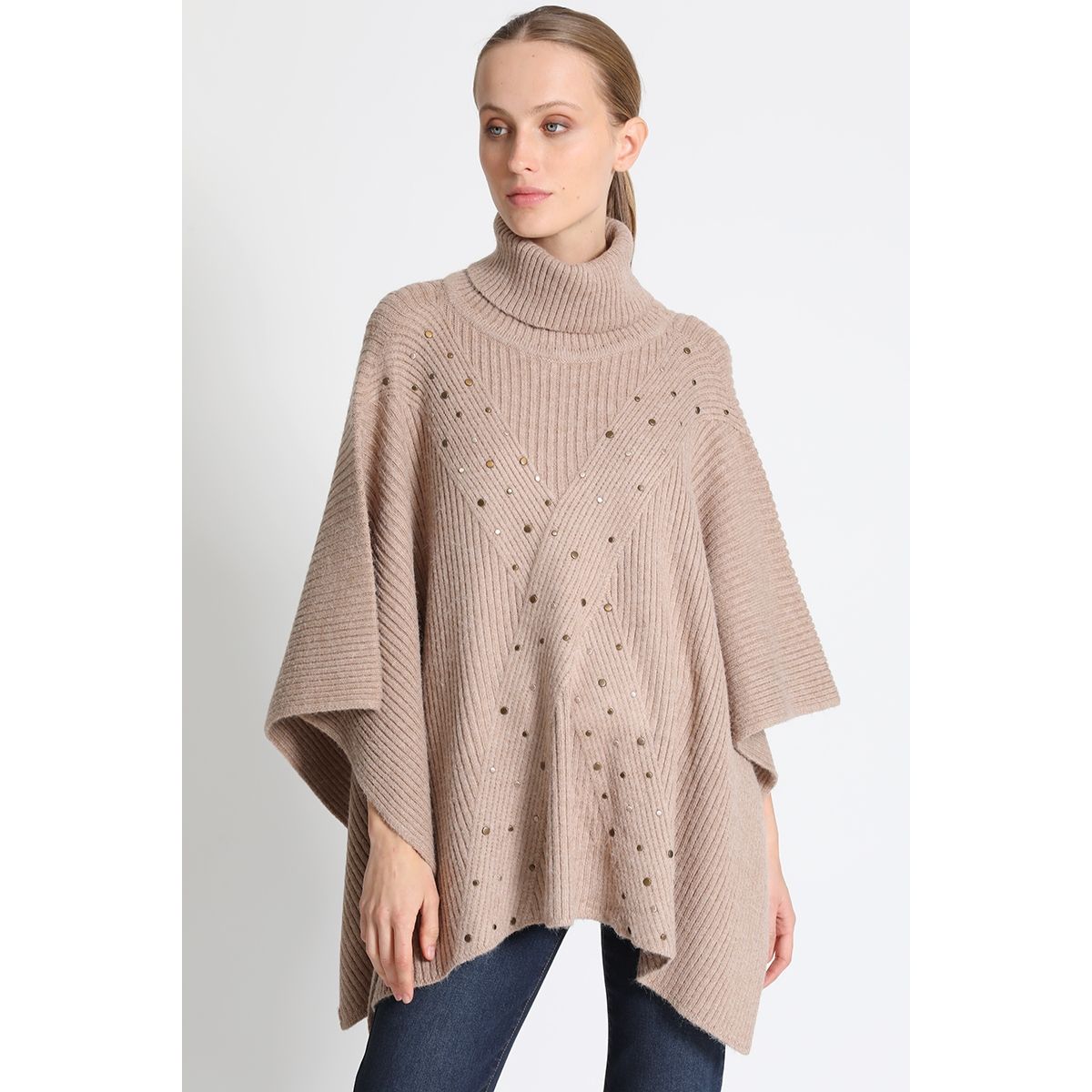 LIOLA - Poncho Tejido Café Liola