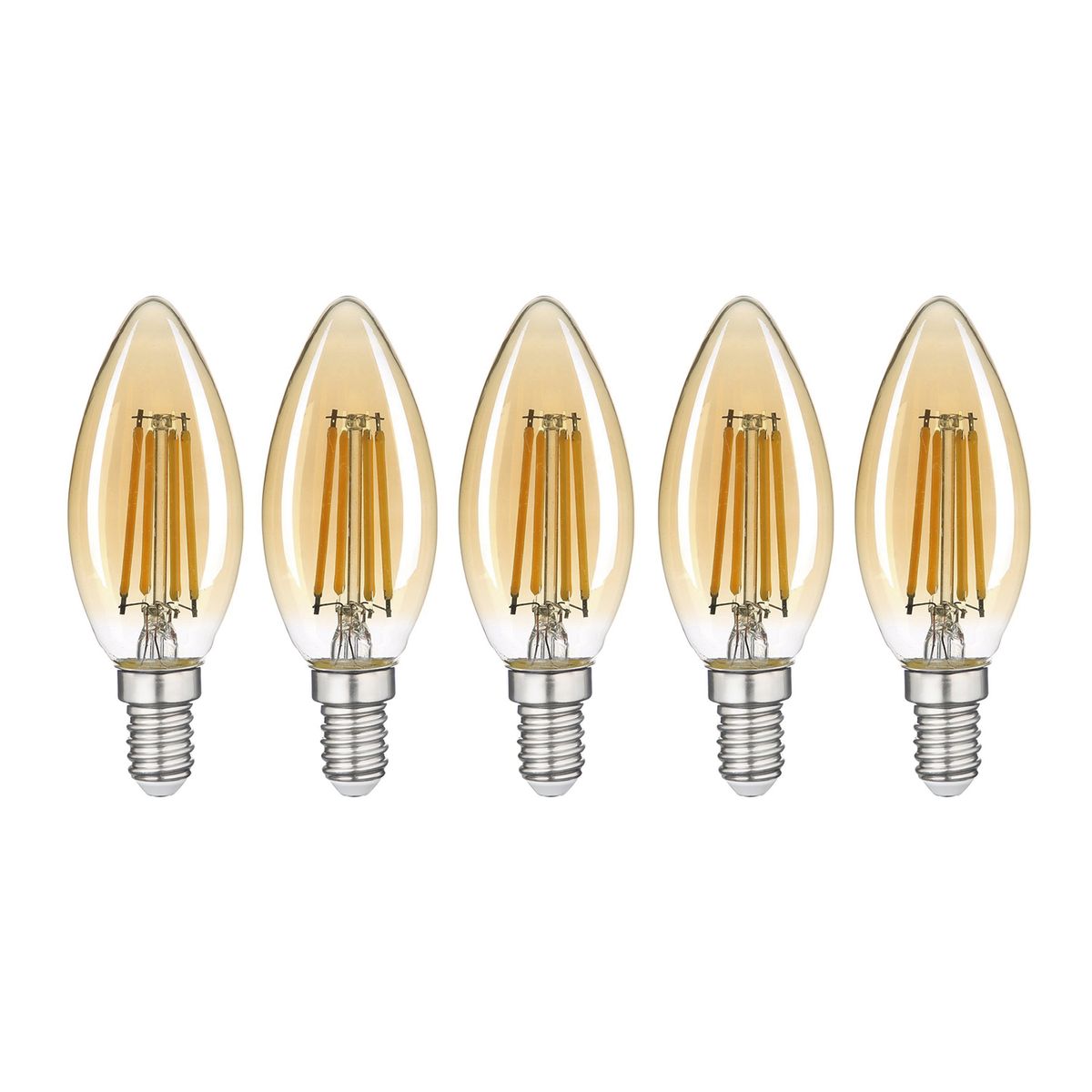 HB LEDS - Pack 5 Ampolleta Filamento LED Vela E-14 4W