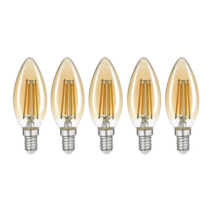 HB LEDS - Pack 5 Ampolleta Filamento LED Vela E-14 4W
