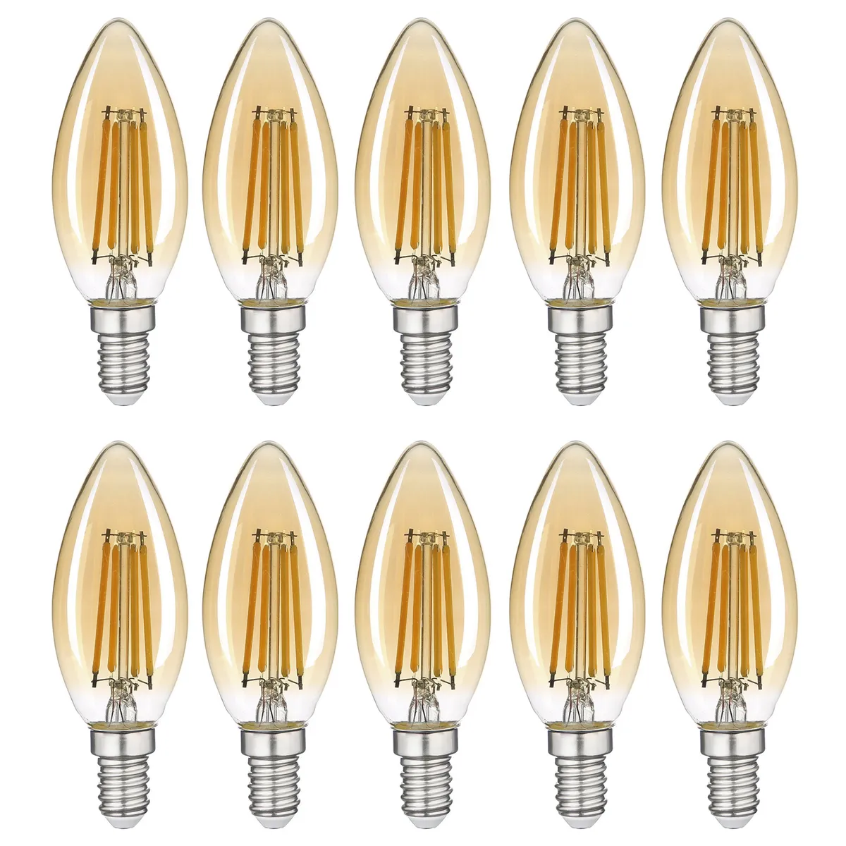 HB LEDS - Pack 10 Ampolleta Filamento LED Vela E-14 4W