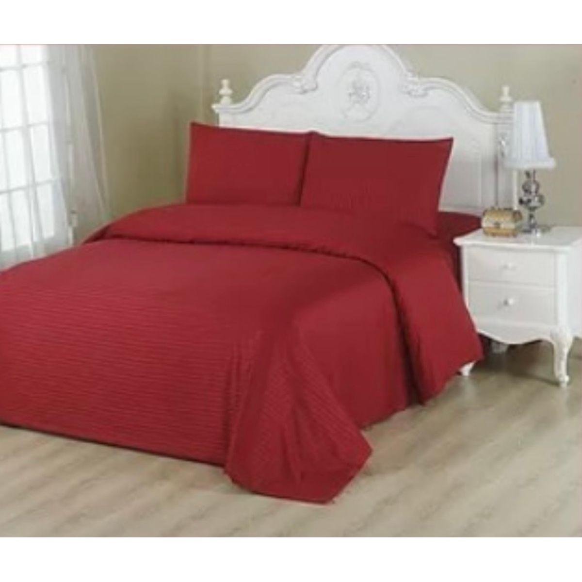 GENERICO - Juego de sabanas King burdeo