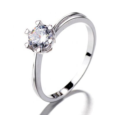 Imagen 1 del producto Anillo Plata 925 Compromiso Solitario Circón Garra 6 puntas Mujer