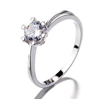 Anillo Plata 925 Compromiso Solitario Circón Garra 6 puntas Mujer