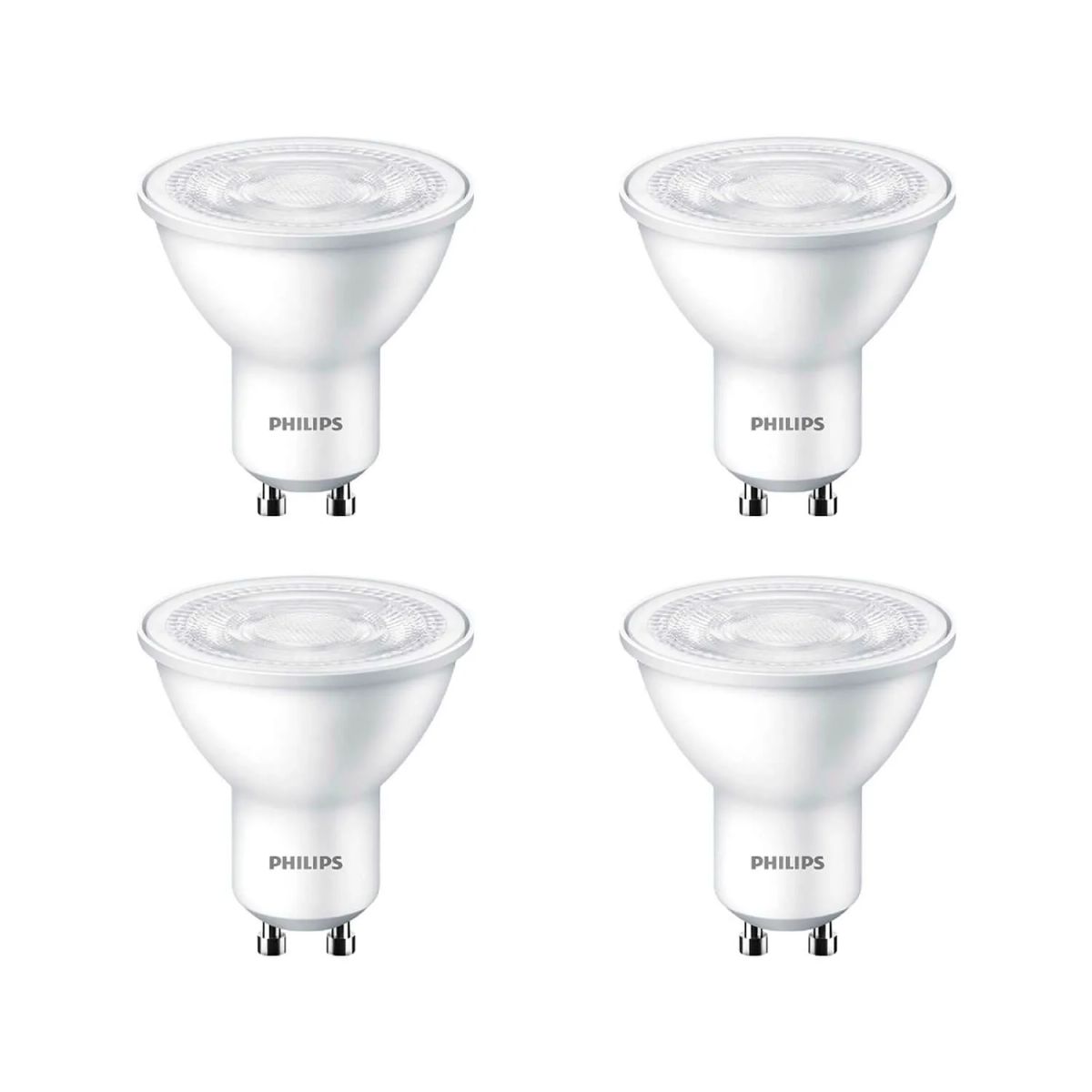 PHILIPS - PACK 4 AMPOLLETAS PHILIPS GU10 3.8W LUZ CÁLIDA BLANCO