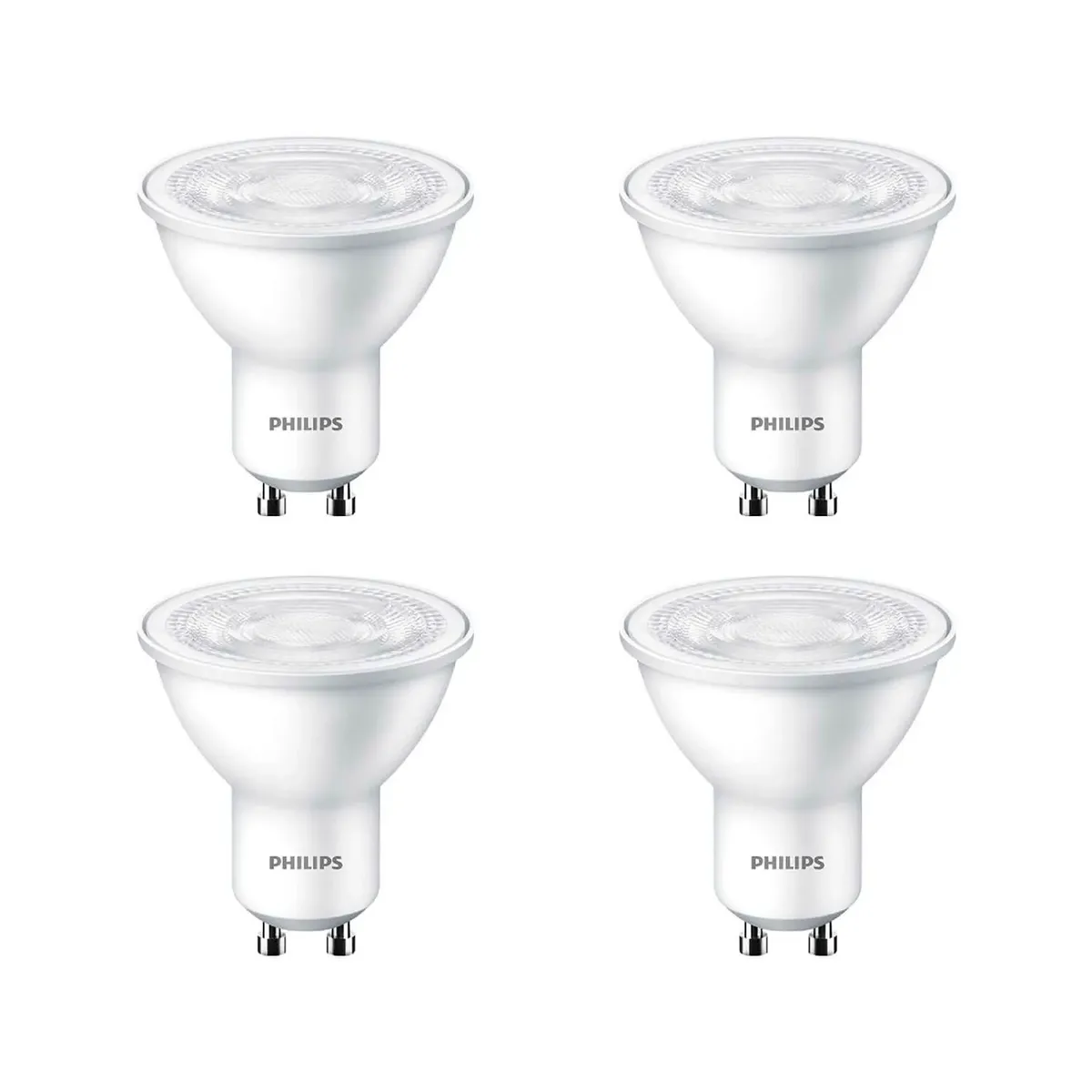 PHILIPS - PACK 4 AMPOLLETAS PHILIPS GU10 3.8W LUZ CÁLIDA BLANCO