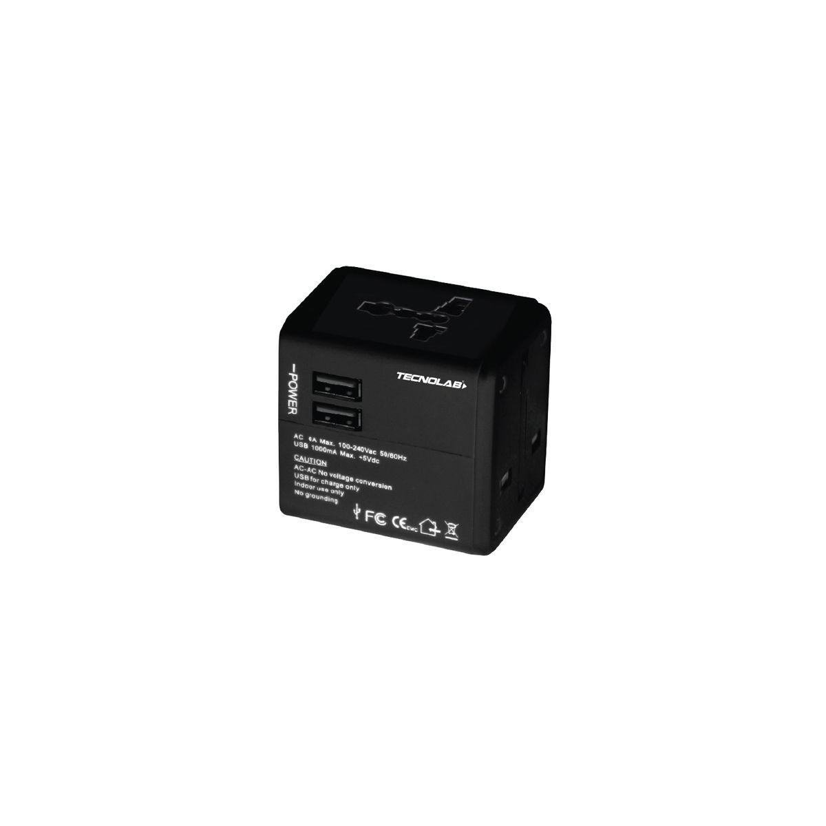 TECNOLAB - Protector de Voltaje Adaptador Universal Con Puerto USB