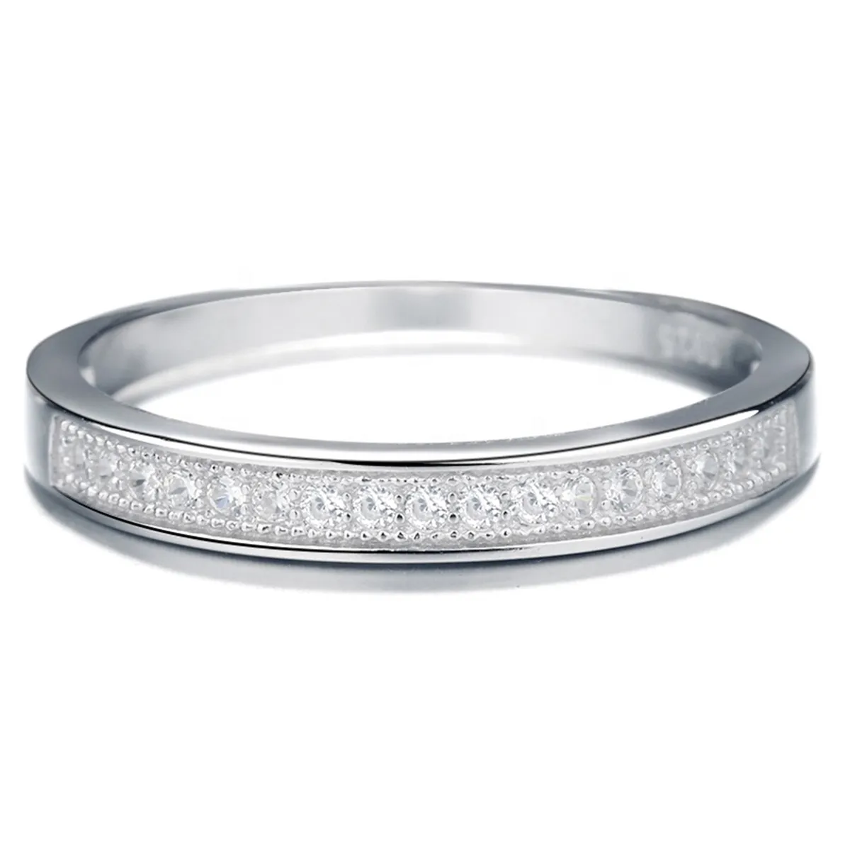 GENERICO - Anillo Plata 925 Compromiso Cintillo Circones Mujer Elegante Joya