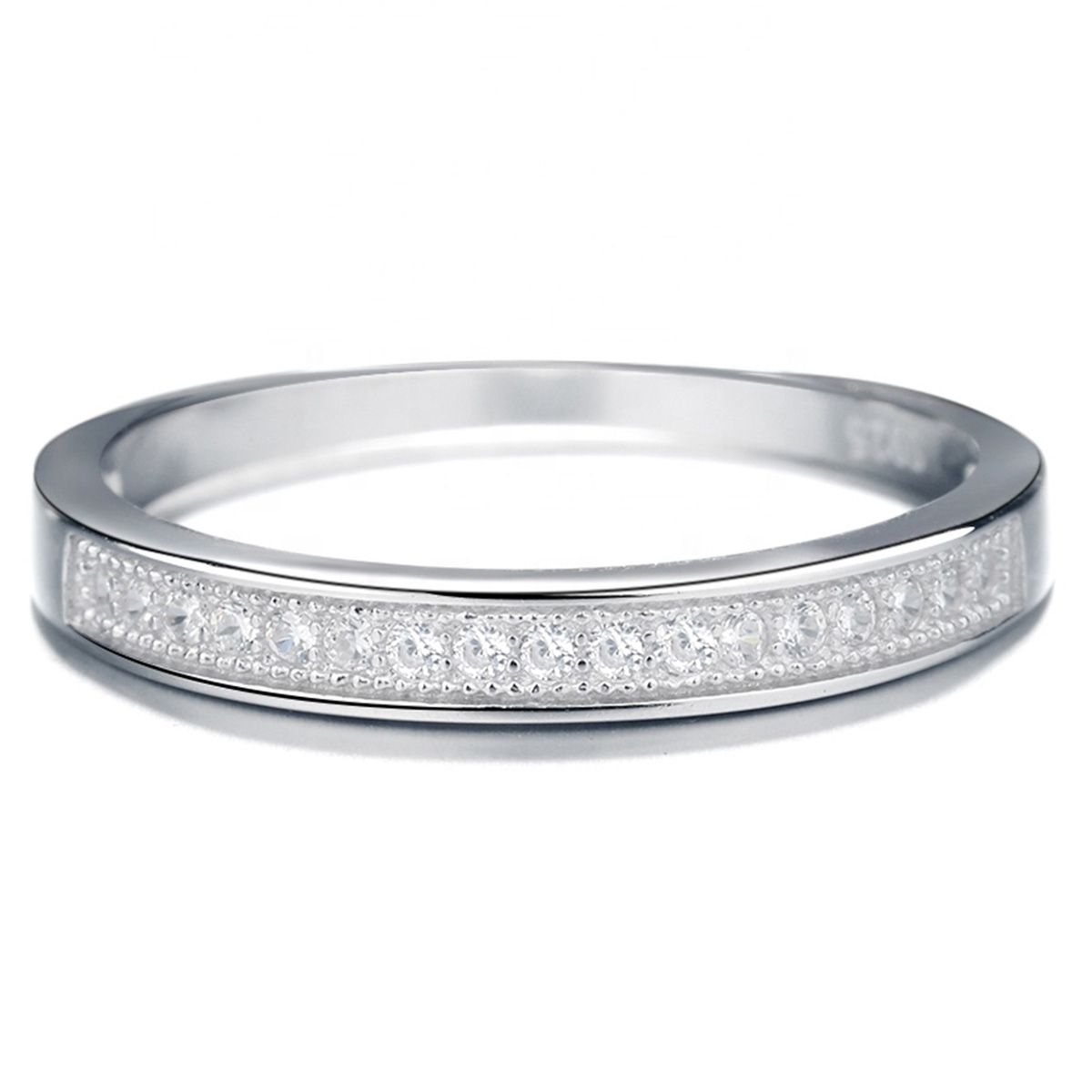 GENERICO - Anillo Plata 925 Compromiso Cintillo Circones Mujer Elegante Joya