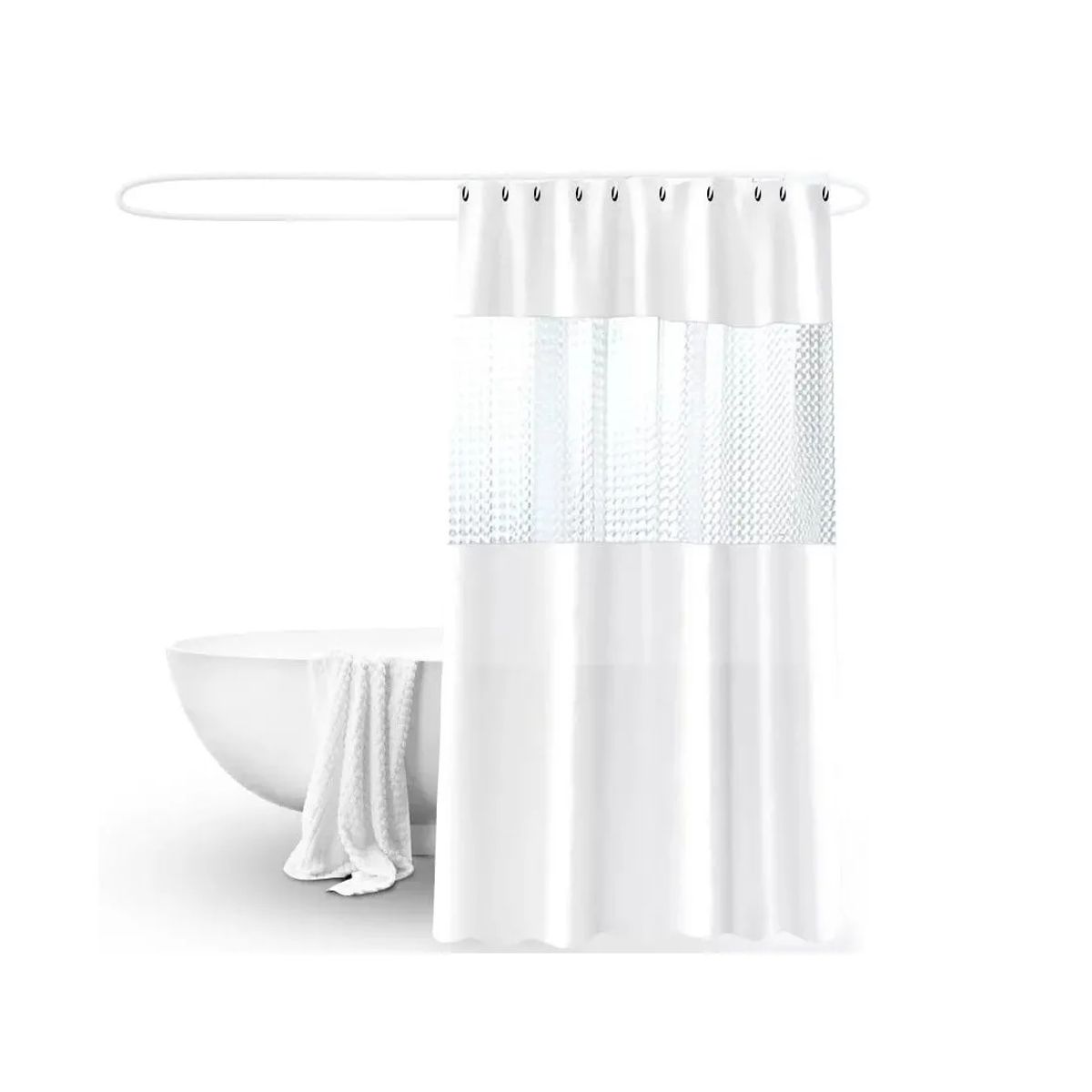 CARIBEE - Cortina Ducha Baño 180x200 Decoración Blanco