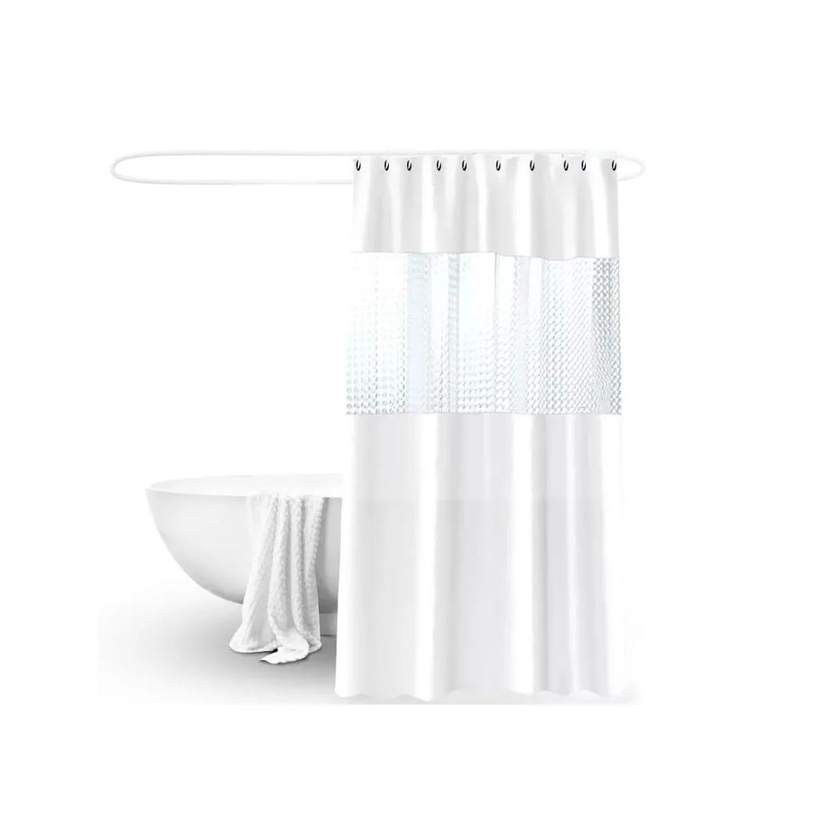 CARIBEE - Cortina Ducha Baño 180x200 Decoración Blanco