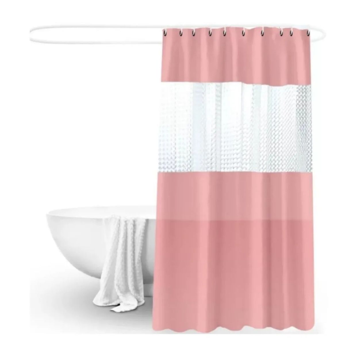 CARIBEE - Cortina Ducha Baño 180x200 Decoración Rosa