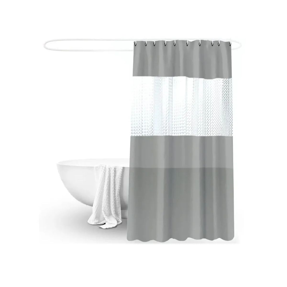 CARIBEE - Cortina Ducha Baño 180x200 Decoración Gris