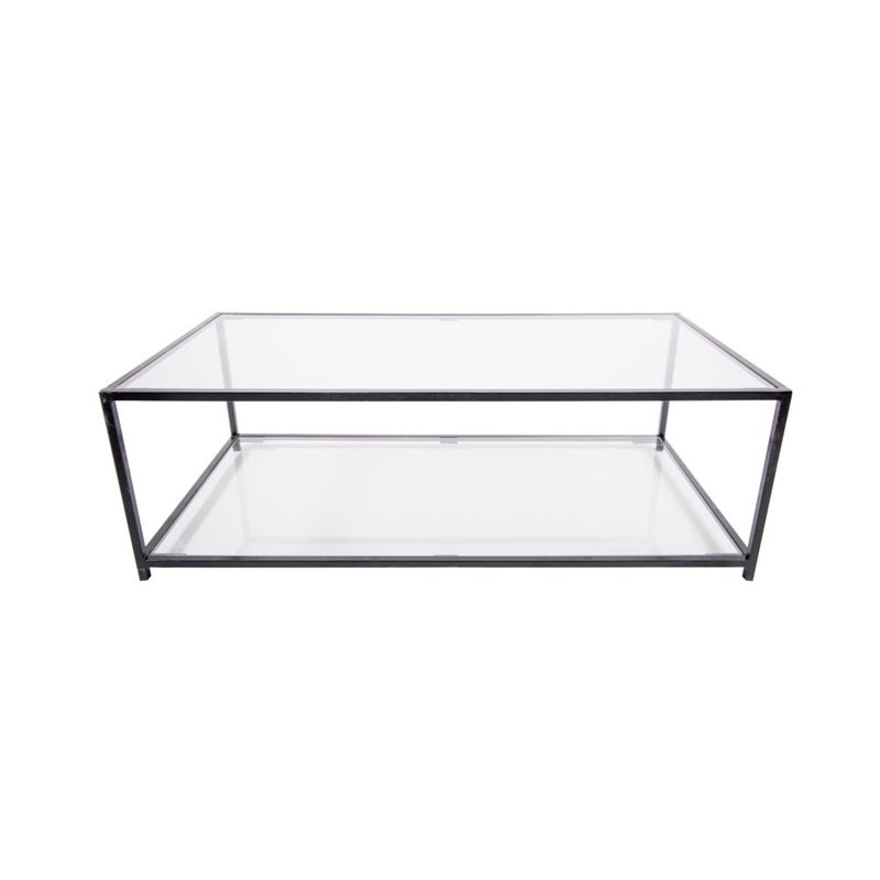 GENERICO - MESA DE CENTRO RECTANGULAR 100 NEGRA TIENDAKALLFU DOS NIVELES GLASS