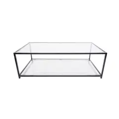 GENERICO - MESA DE CENTRO RECTANGULAR 100 NEGRA TIENDAKALLFU DOS NIVELES GLASS