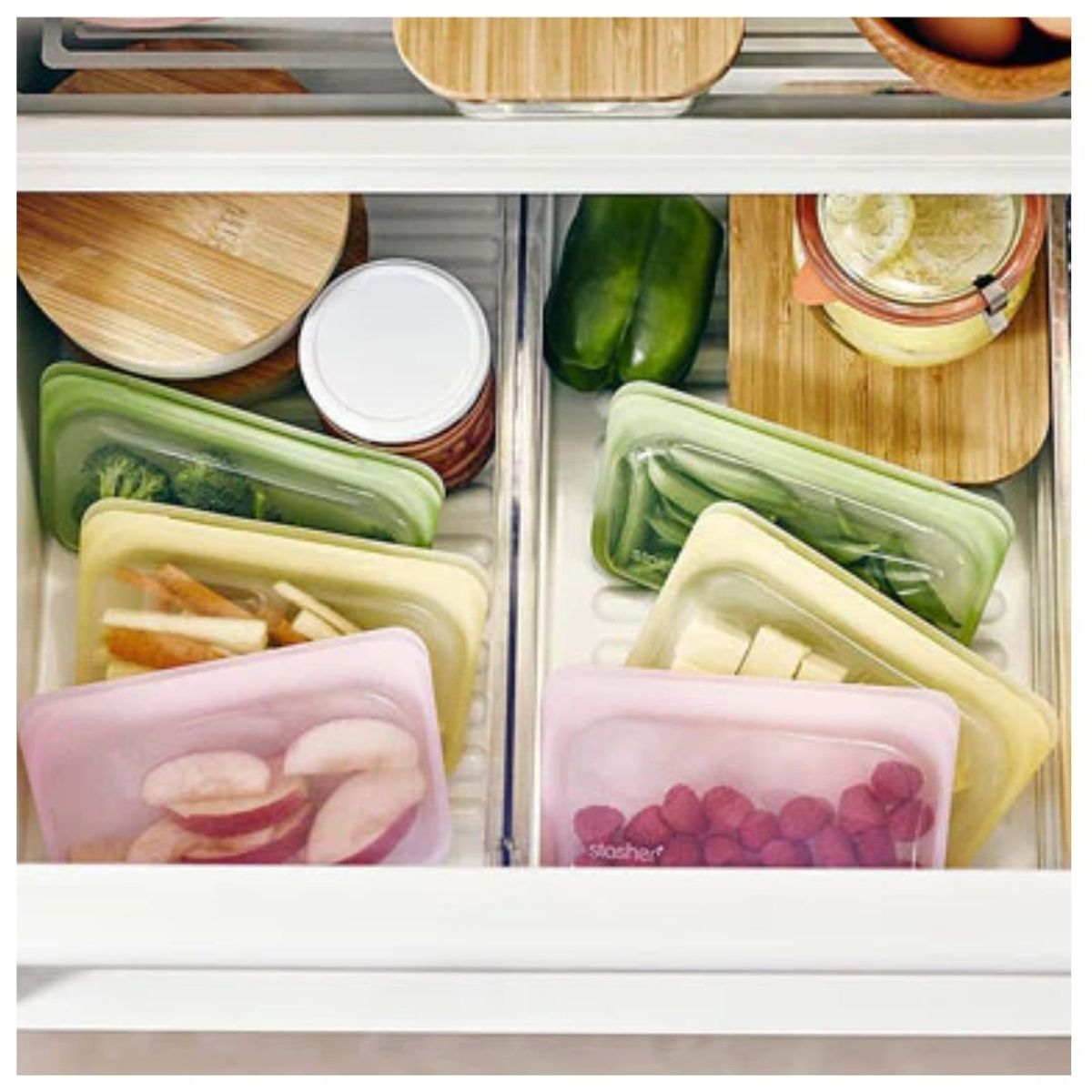 STASHER - Bolsa de silicona para snack stasher Rosado