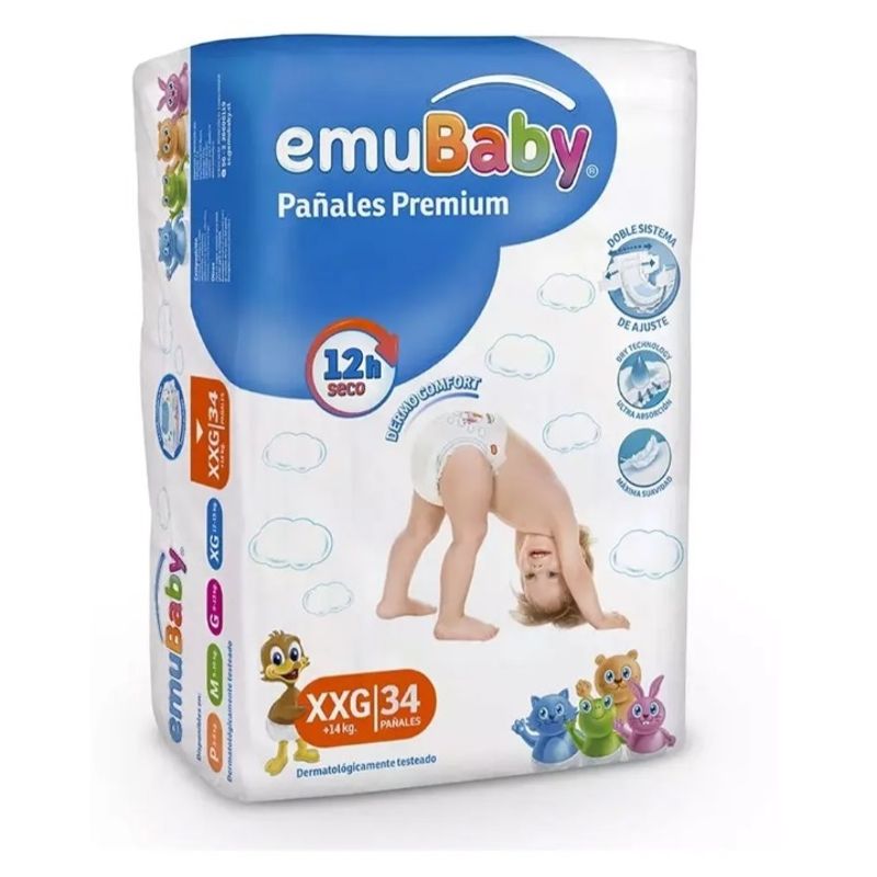 EMUBABY - Pañales Emubaby Premium - Talla XXG (xxg) - 34 Uds.
