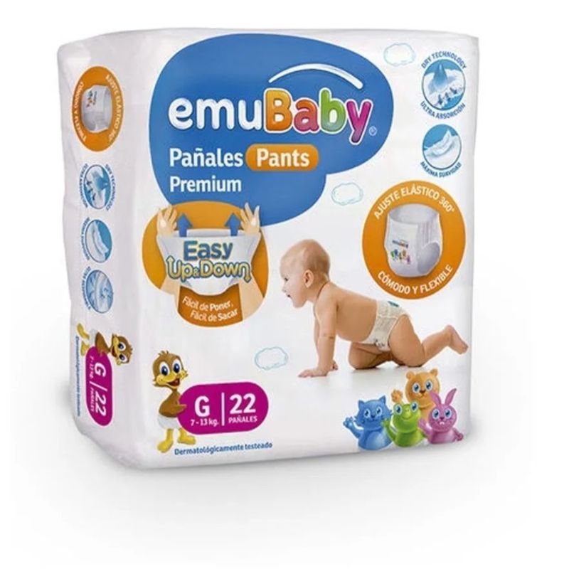EMUBABY - Pañal Emubaby Pants Premium - Pull Up - Talla G - 22 Uds.