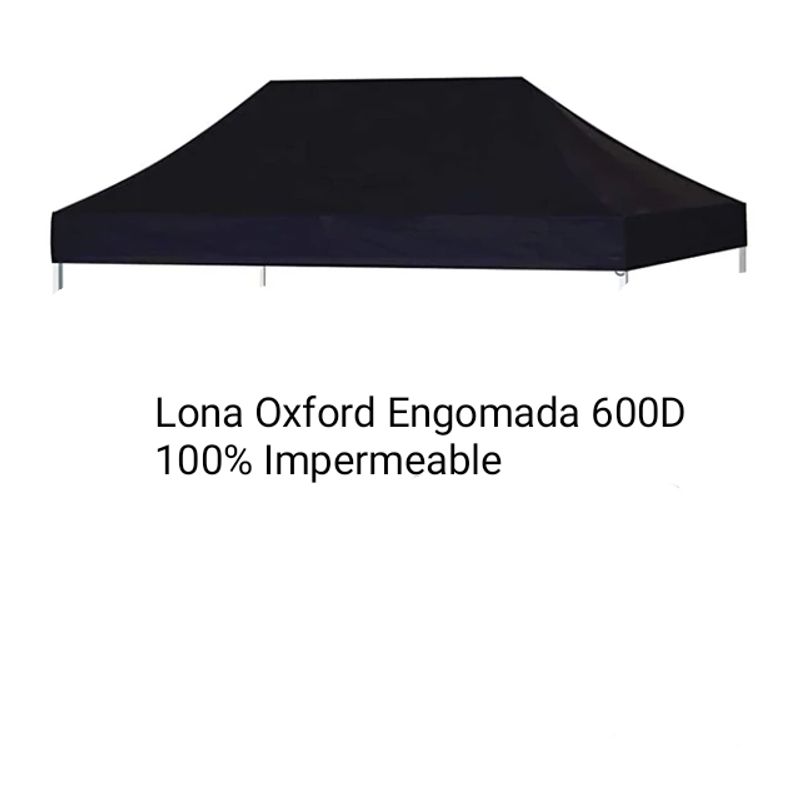 GENERICO - Lona  Engomada 3x4.5 Metros Para Toldo Plegable Araña  NEGRO