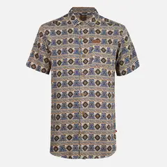 HAKA HONU - Camisa Hombre Aflora Full Print Café