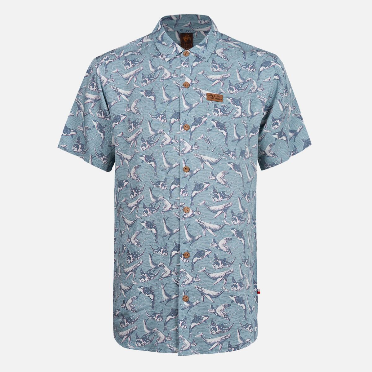 HAKA HONU - Camisa Hombre Anameizon Full Print Celeste Haka Honu