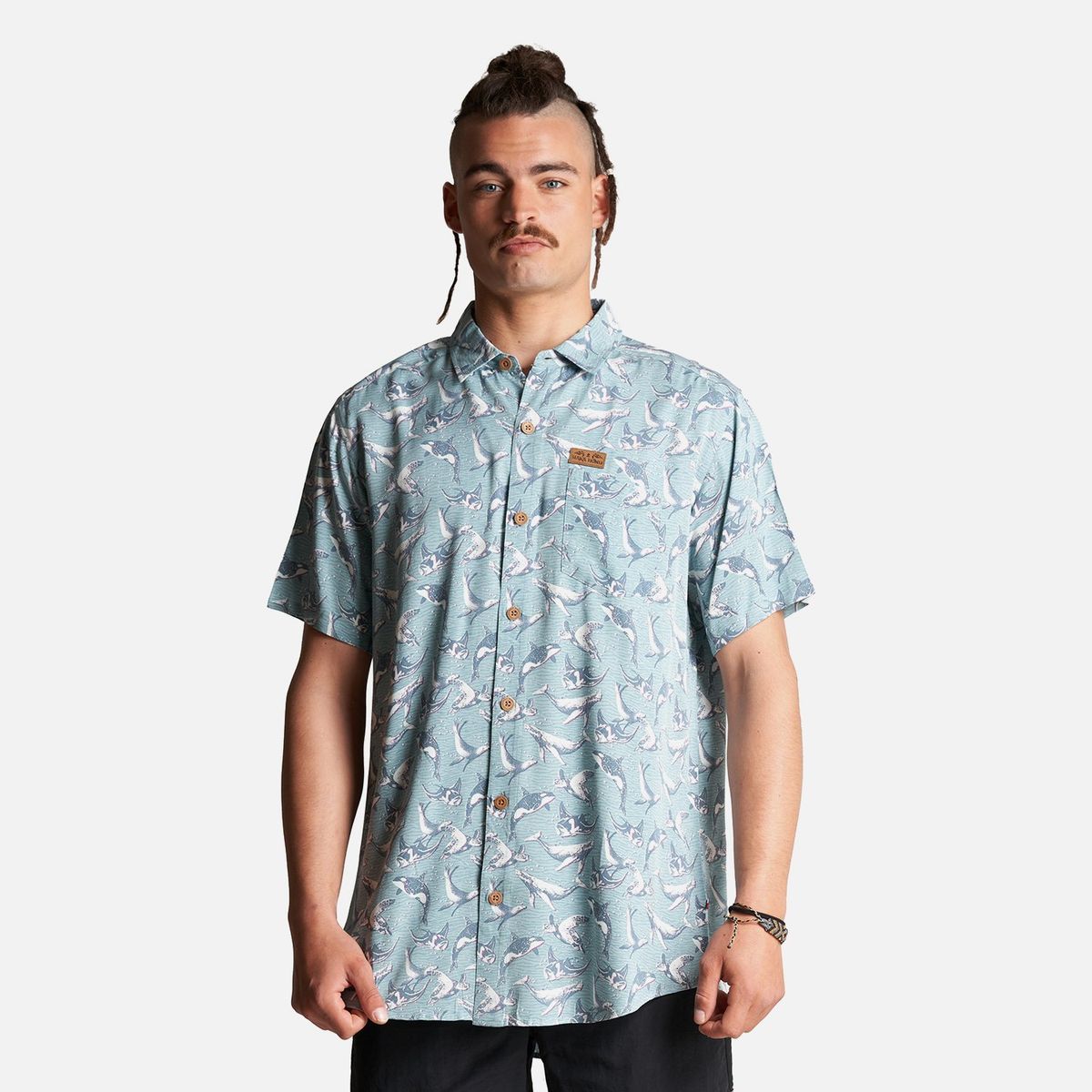HAKA HONU - Camisa Hombre Anameizon Full Print Celeste Haka Honu