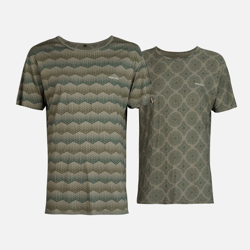 HAKA HONU - Polera Hombre Bi-Curioso Print Oliva Haka Honu