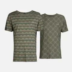 HAKA HONU - Polera Hombre Bi-Curioso Print Oliva
