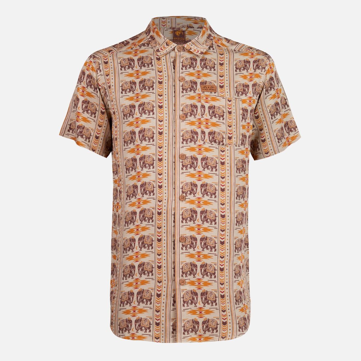 HAKA HONU - Camisa Hombre Good Karma Full Print Beige Haka Honu