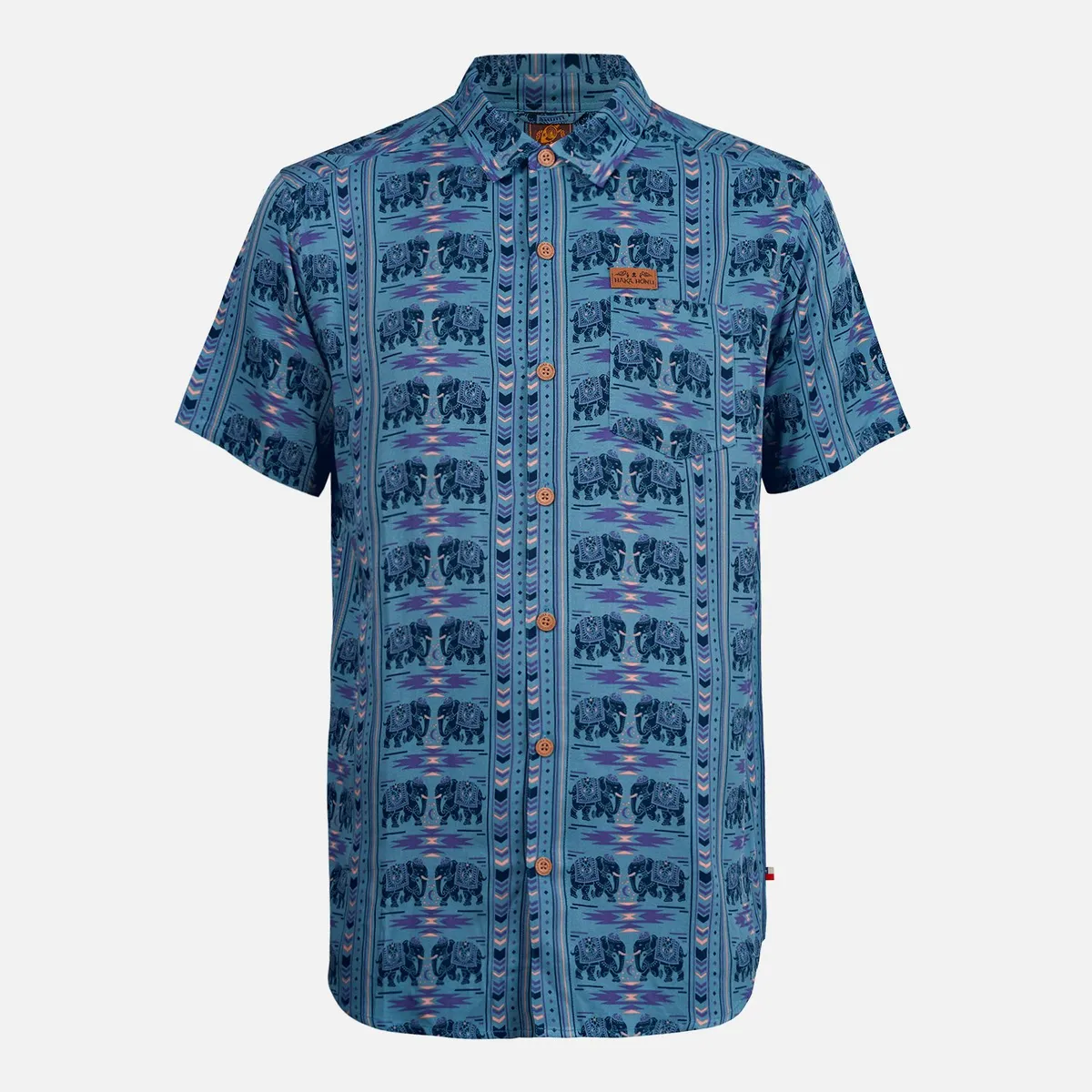 HAKA HONU - Camisa Hombre Good Karma Full Print Celeste Haka Honu