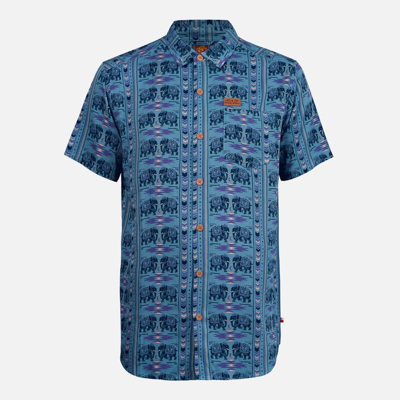 HAKA HONU - Camisa Hombre Good Karma Full Print Celeste Haka Honu