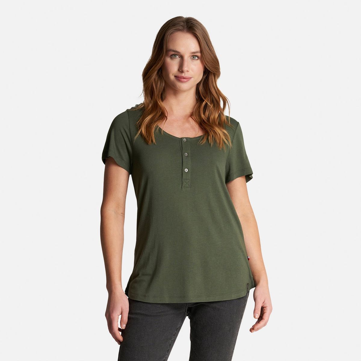 HAKA HONU - Polera Mujer Mamboo Verde Militar Haka Honu