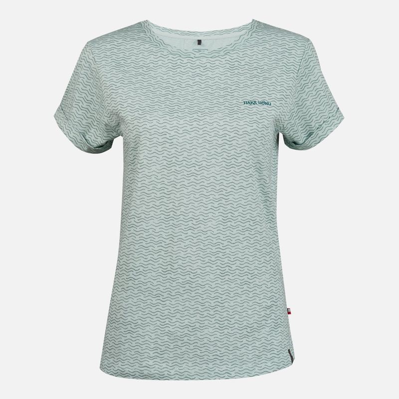 HAKA HONU - Polera Mujer Oleaje Print Celeste Haka Honu