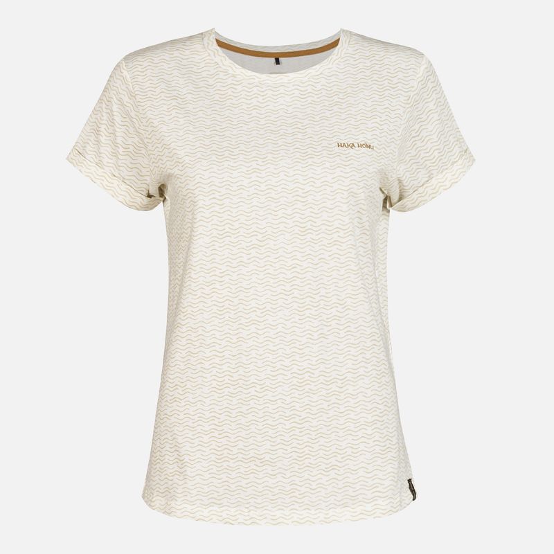 HAKA HONU - Polera Mujer Oleaje Print Crudo Haka Honu.