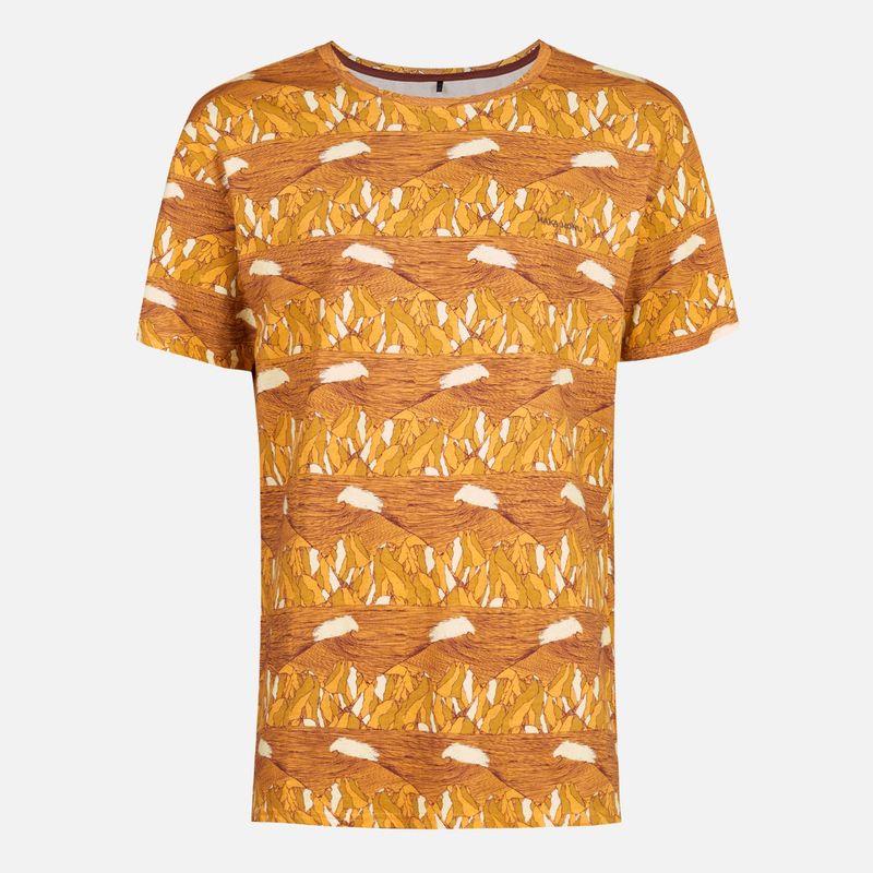 HAKA HONU - Polera Hombre Taitao Print Mostaza Haka Honu