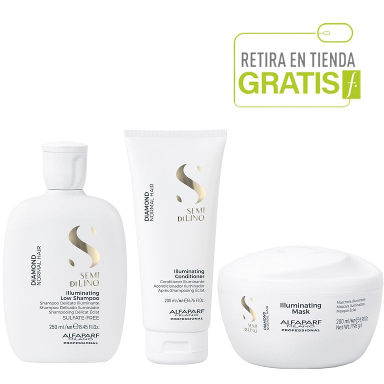 ALFAPARF Kit Shampoo, Acondicionador y Mascara Diamond Iluminador