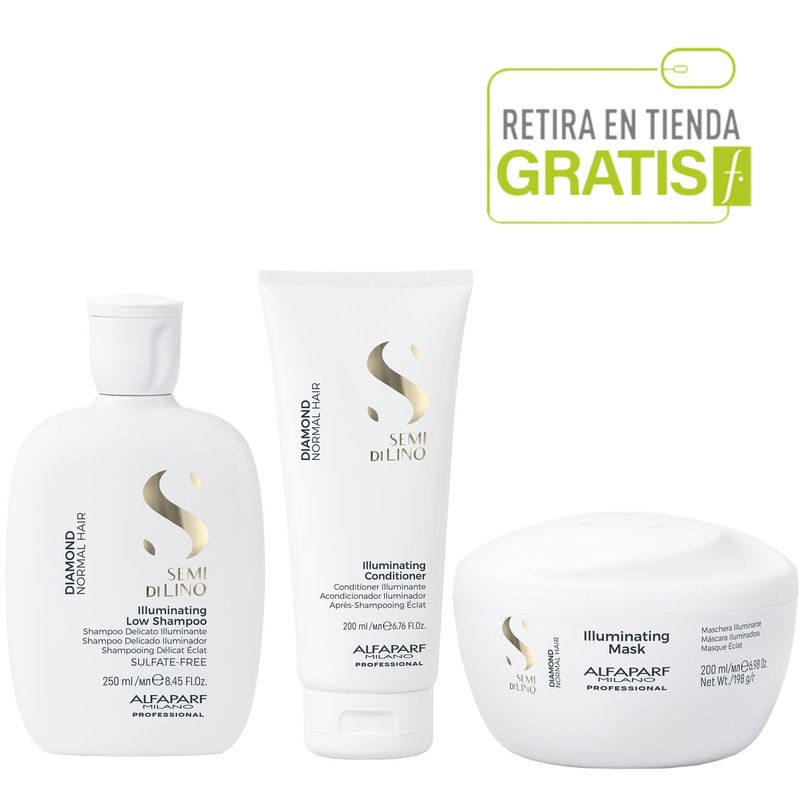 ALFAPARF MILANO - ALFAPARF Kit Shampoo, Acondicionador  y Mascara Diamond Iluminador