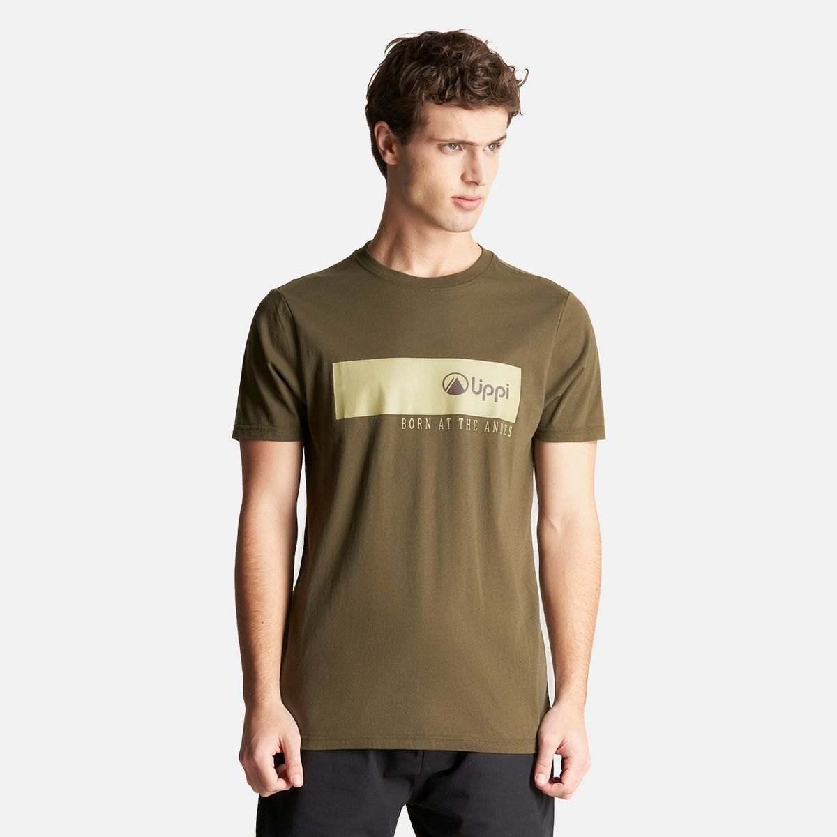 LIPPI - Polera Hombre Logo Lippi T-Shirt Front Line Oliva Oscuro Lippi