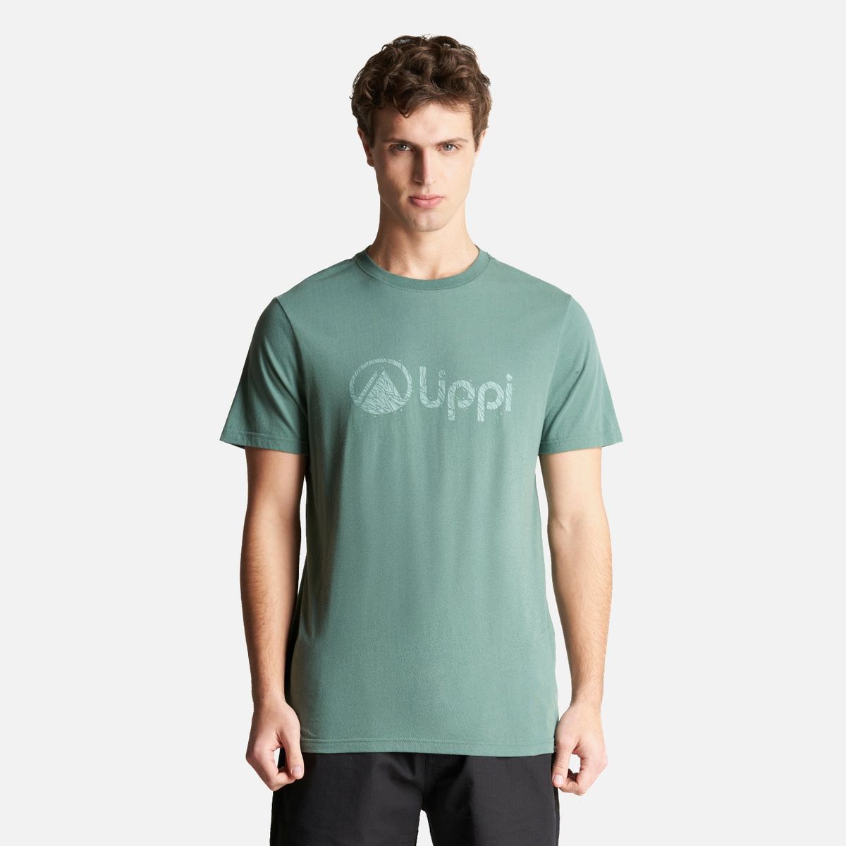 LIPPI - Polera Hombre Logo Lippi UV-Stop T-Shirt Verde Botella Lippi