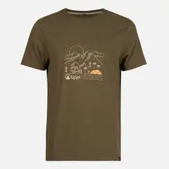 LIPPI - Polera Hombre Night Camp T-Shirt Oliva Oscuro