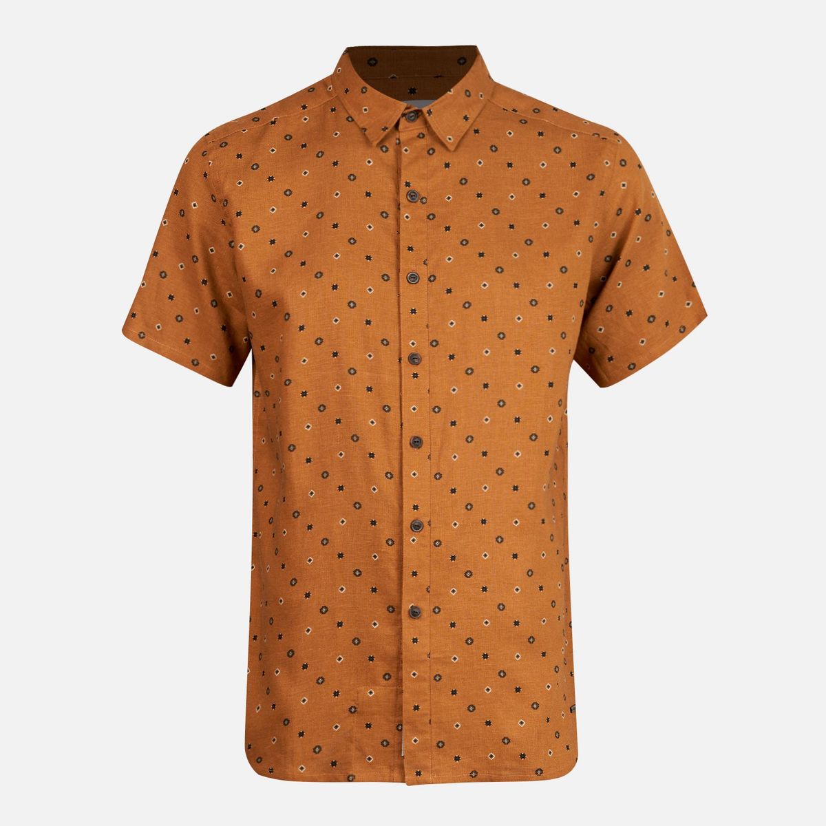 LIPPI - Camisa Hombre One Way Short Sleeve Shirt Print Mostaza Lippi