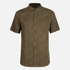 LIPPI - Camisa Hombre Woodpecker Short Sleeve Shirt Print Verde Militar