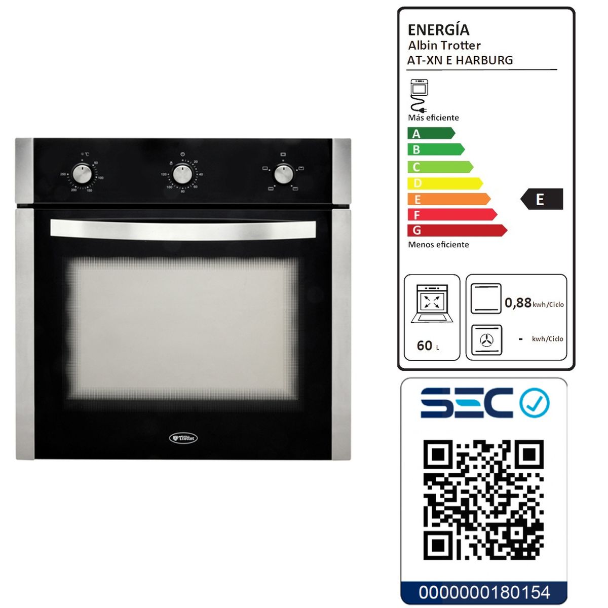 ALBIN TROTTER - Kit Horno Harburg + Encimera Eko Gas licuado + Campana Essential 601 N21