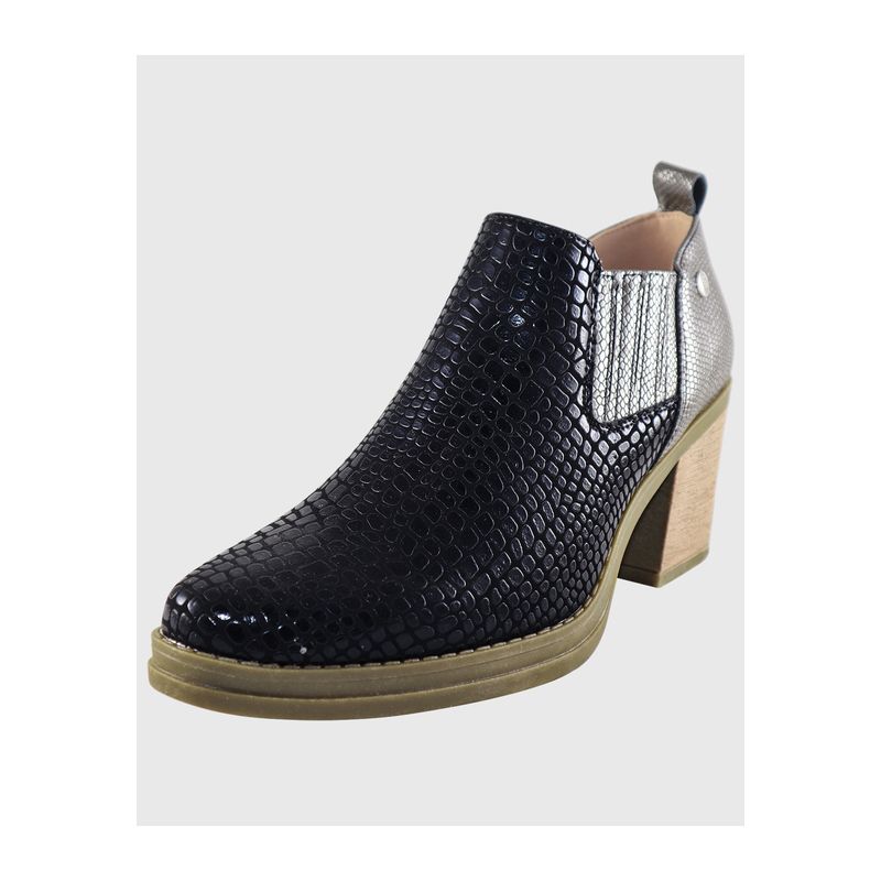 DINASTELLA - Botines de taco alto Negros Mujer con Elasticado Casuales Danicolle