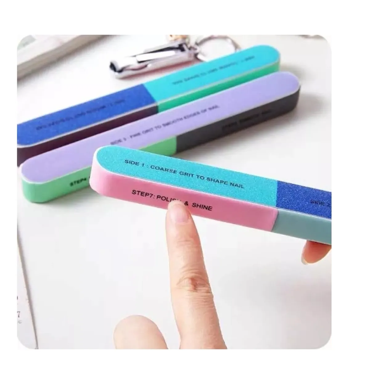 GENERICO - Limas De Uñas 7 Pasos Para Limar/pulir Y Dar Brillo