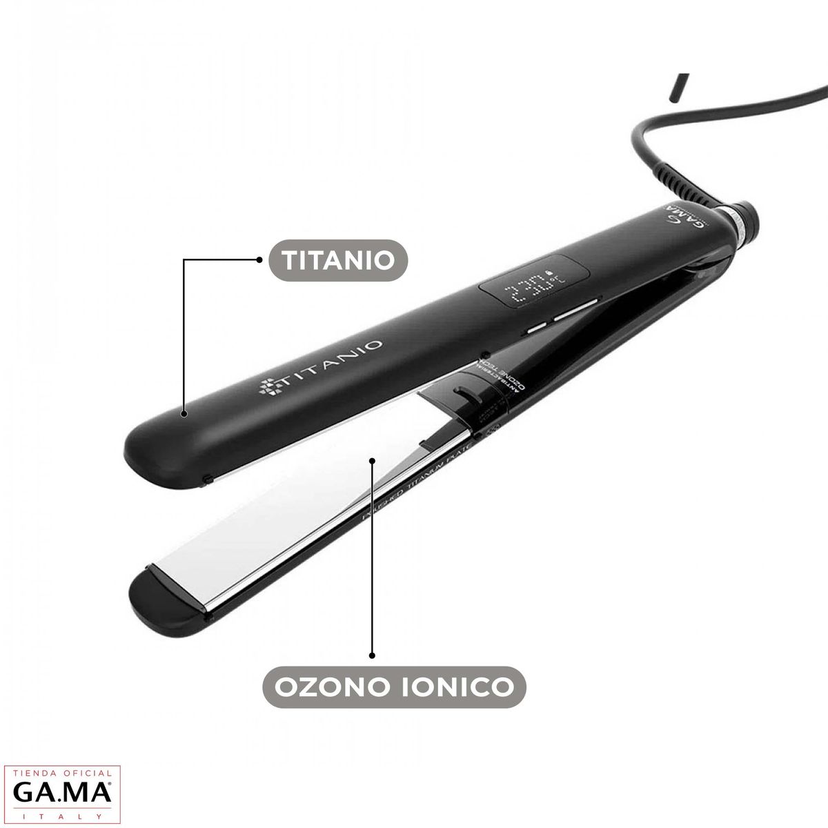 GAMA - Plancha Alisadora CP14 Titanio Led 4D Triple Ozone Ion Emission