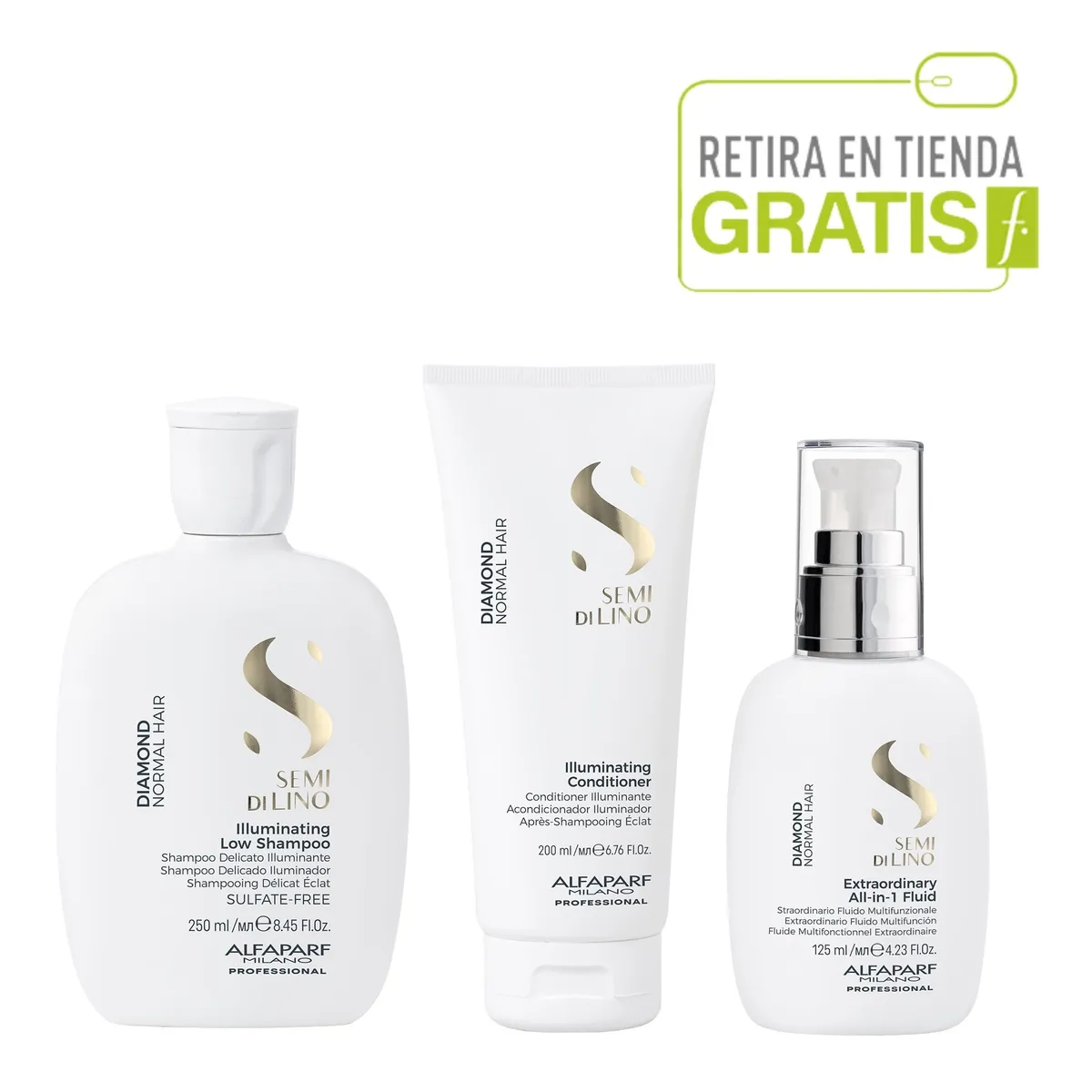 ALFAPARF MILANO - ALFAPARF Kit Shampoo, Acondicionador  y Fluido Diamond Iluminador