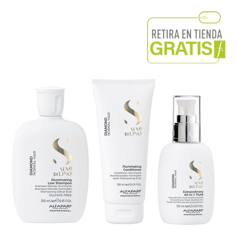 ALFAPARF MILANO - ALFAPARF Kit Shampoo, Acondicionador  y Fluido Diamond Iluminador